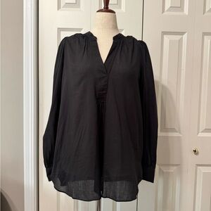 LOFT NWT Black Peasant Style Relaxed Long Sleeve Blouse.